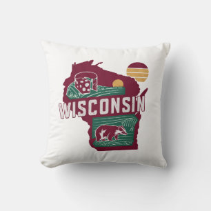 Home State Wisconsin Retro Kleur Kussen