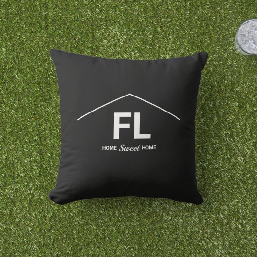 Home State Zwart-wit Vetgedrukte letters Buitenkussen (Gras)