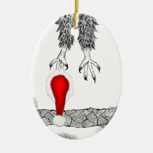 HOME STERKER SWFL ELGF NEST WOOHOO! SANTA HAT KERAMISCH ORNAMENT (Voorkant)