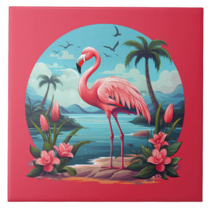Home Strand Roze Flamingo Liefhebbers Crafting Bus Tegeltje