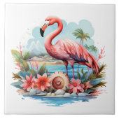 Home Strand Roze Flamingo Liefhebbers Crafting Bus Tegeltje (Voorkant)