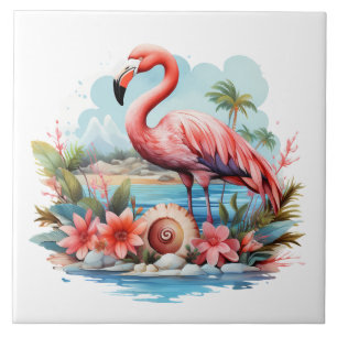 Home Strand Roze Flamingo Liefhebbers Crafting Bus Tegeltje