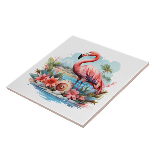 Home Strand Roze Flamingo Liefhebbers Crafting Bus Tegeltje (Zijkant)