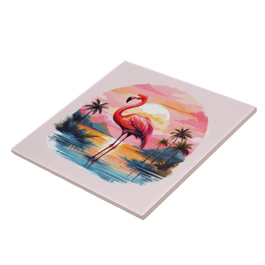 Home Strand Roze Flamingo Liefhebbers Crafting Bus Tegeltje (Zijkant)
