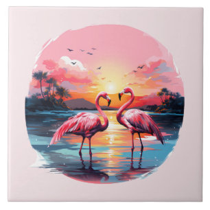 Home Strand Roze Flamingo Liefhebbers Crafting Bus Tegeltje