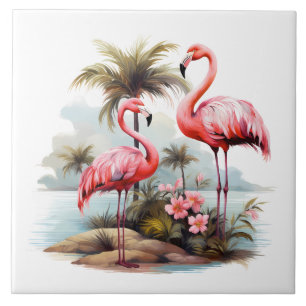 Home Strand Roze Flamingo Liefhebbers Crafting Bus Tegeltje