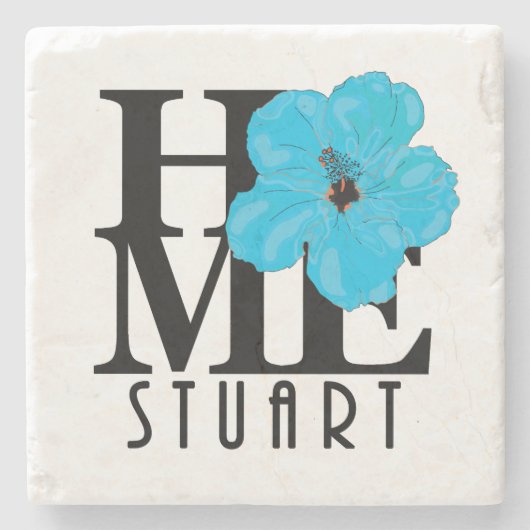 HOME Stuart Florida Blue Hibiscus Stenen Onderzetter (Voorkant)