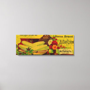 Home Sugar Corn LabelJay, ME Canvas Afdruk