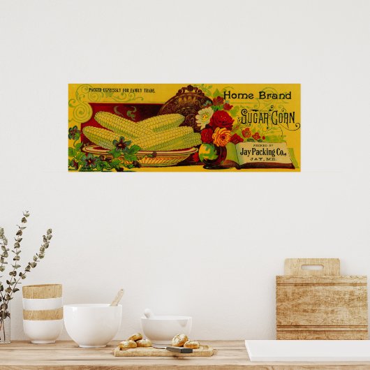 Home Sugar Corn LabelJay, ME Poster (Keuken)