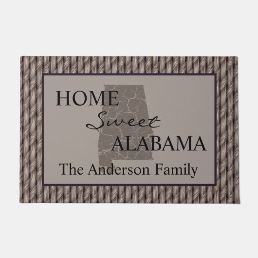 Home Sweet Alabama Faux Weave Deurmat (Voorkant)