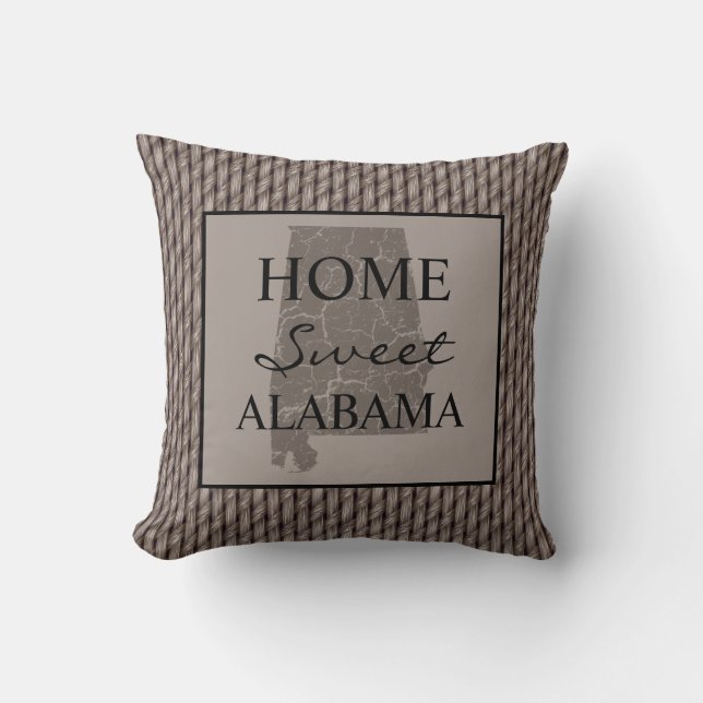 Home Sweet Alabama Faux Weave Kussen (Voorkant)
