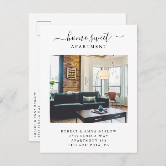 Home Sweet Asection New Address Photo Moving Aankondigingskaart (Voorkant / Achterkant)