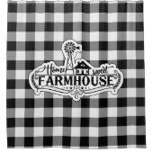 Home Sweet Farmhouse Black en White Buffalo Pset Douchegordijn (Voorkant)