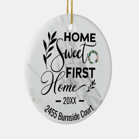 Home Sweet First Home 2022 Personalized Address Keramisch Ornament (Rechts)