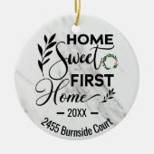 Home Sweet First Home 2022 Personalized Address Keramisch Ornament (Voorkant)