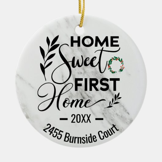 Home Sweet First Home 2022 Personalized Address Keramisch Ornament (Voorkant)