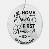 Home Sweet First Home 2022 Personalized Address Keramisch Ornament (Links)
