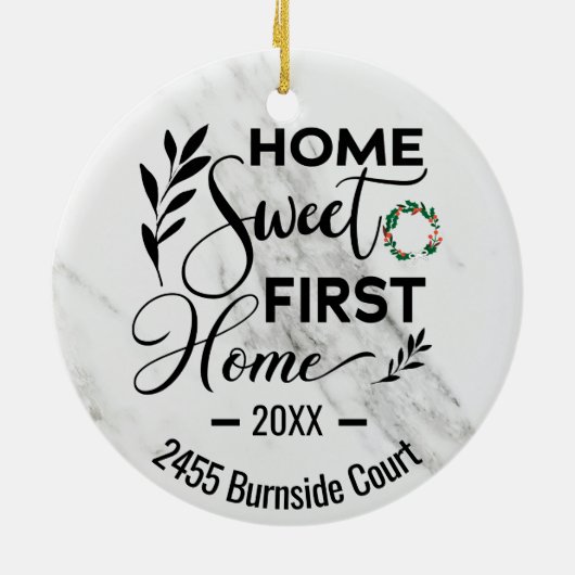 Home Sweet First Home 2022 Personalized Address Keramisch Ornament (Achterkant)