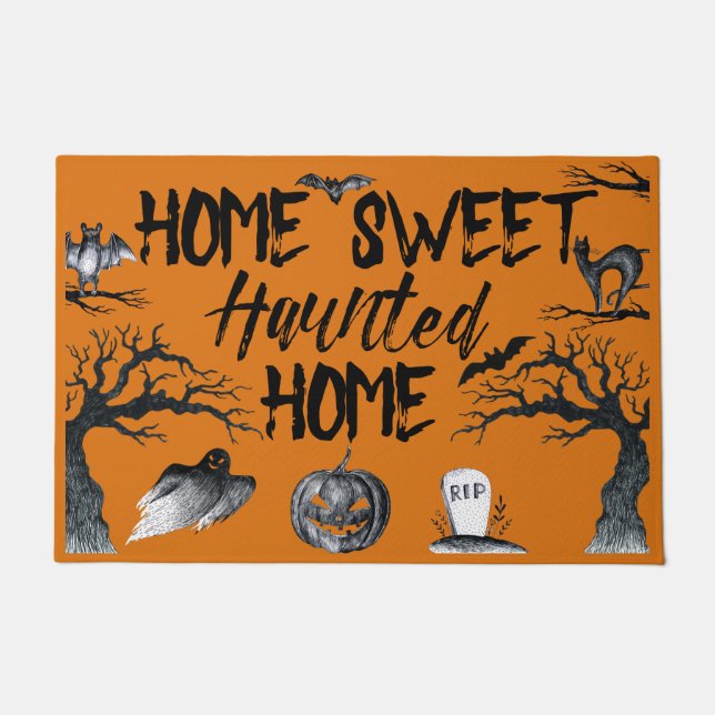 Home Sweet Haunted Home Halloween Deurmat (Voorkant)