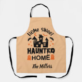 Home Sweet HAUNTED Home Halloween sinaasappel op m Schort (Voorkant)