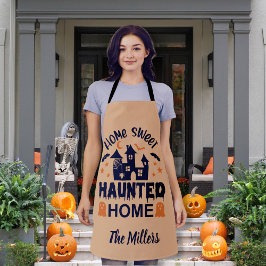 Home Sweet HAUNTED Home Halloween sinaasappel op m Schort