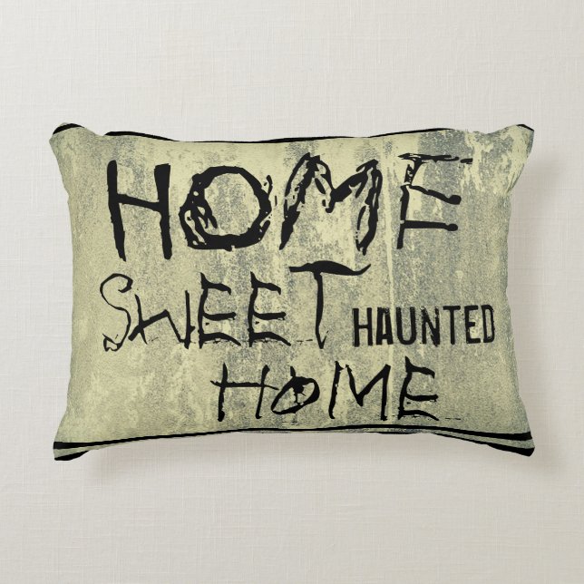 Home Sweet Haunted Home Scary Concrete Design Accent Kussen (Voorkant)
