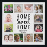 Home Sweet Home 12 Foto Collage Lijst White Imitatie Canvas Print<br><div class="desc">Creëer uw eigen foto-collage canvasafdruk met 12 van uw favoriete afbeeldingen. De foto-lijst-afdruk helpt je om je speciale momenten te koesteren en maakt ook een doordacht geschenk voor ouders, grootouders en vrienden. De gepersonaliseerde fotoprint maakt het een perfect cadeau voor alle gelegenheden. Personaliseer met familienaam en vastgestelde datum. Het citaat...</div>