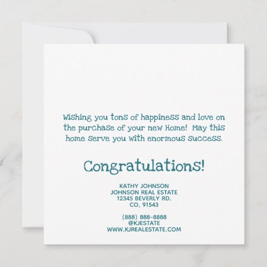 Home Sweet Home Aangepaste Blauwgroen Groene Tuin  Kaart (Achterkant)