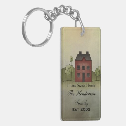 Home Sweet Home Aangepaste naam Sleutelhanger (Voorkant Links)