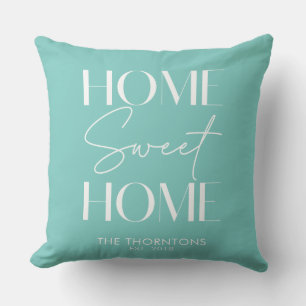 Home Sweet Home Aqua Green Solid Kussen
