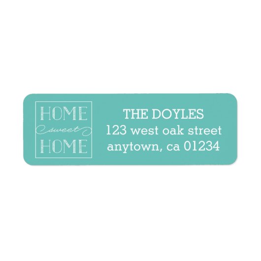 Home Sweet Home Aqua | Retouradreslabels Etiket (Voorkant)