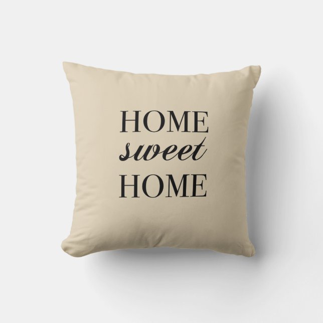 Home Sweet Home Beige Farmhouse Pillow Kussen (Voorkant)