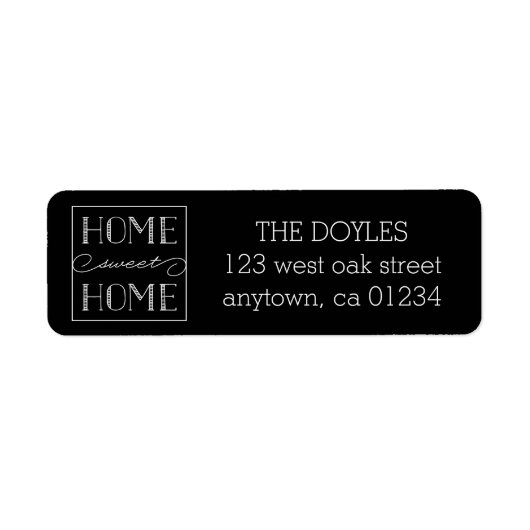 Home Sweet Home Black | Retouradreslabels Etiket (Voorkant)
