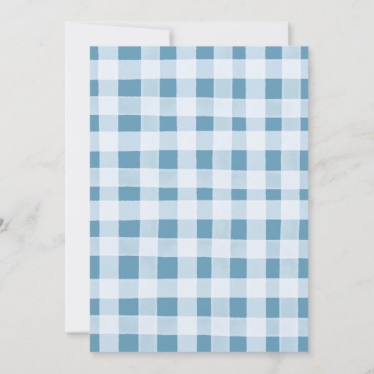 Home Sweet Home Blauw Gingham Pompoen Huishouden Kaart (Achterkant)