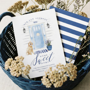 Home Sweet Home Blue Coastal Waterverf Voordeur Aankondiging
