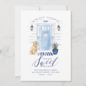 Home Sweet Home Blue Coastal Waterverf Voordeur Aankondiging (Voorkant)