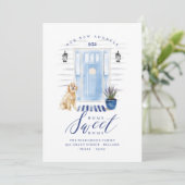 Home Sweet Home Blue Coastal Waterverf Voordeur Aankondiging (Staand voorkant)