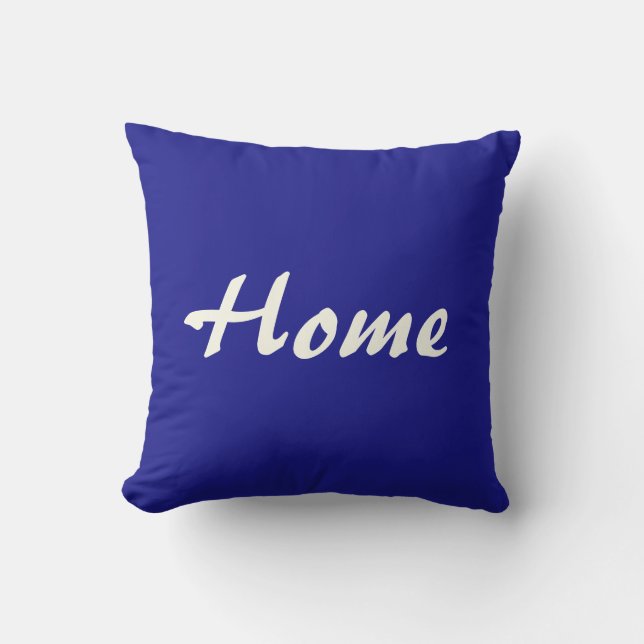 Home Sweet Home Blue en Beige Outdoor Pillow Buitenkussen (Voorkant)