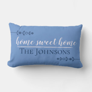 Home Sweet Home Blue Lumbar Pillow Kussen