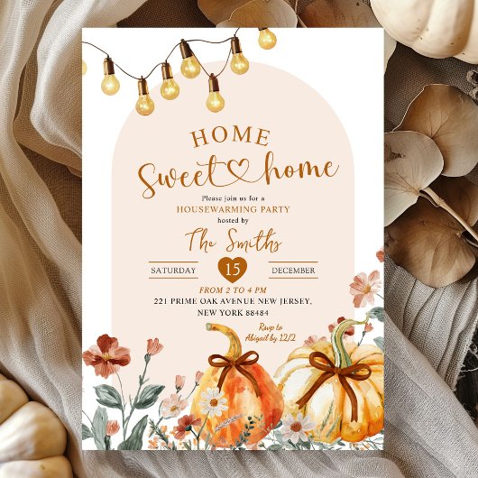 Home Sweet Home Boho Pumpkin Housewarming Party Kaart