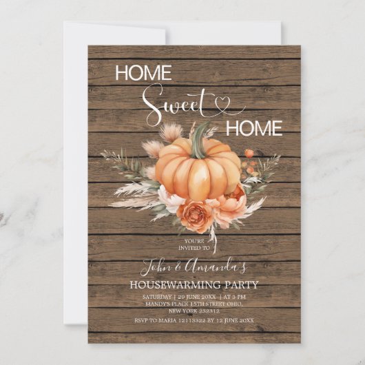 Home Sweet Home Boho Pumpkin Housewarming Party Kaart (Voorkant)