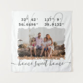 "Home Sweet Home" Breedtegraad Lengtegraad Familie Wandkleed (Voorkant)