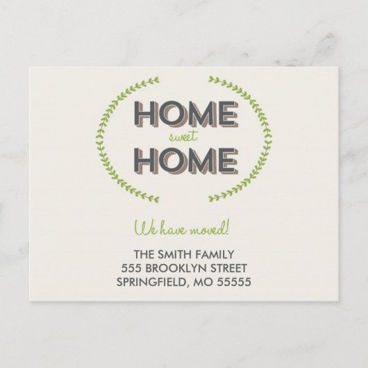 HOME SWEET HOME | BRIEFKAART VOOR BEWEGENDE AANKON (Voorkant)