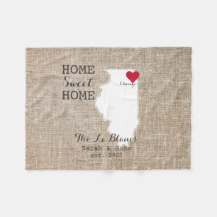 Home Sweet Home   Chicago Illinois Rustic Fleece Deken