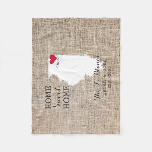 Home Sweet Home | Chicago Illinois Rustic Fleece Deken (Voorkant)