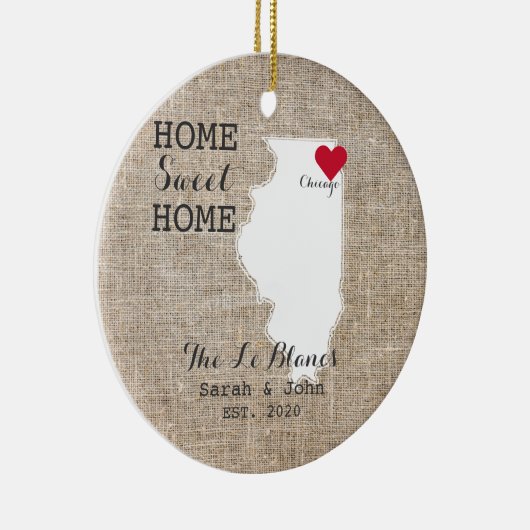 Home Sweet Home | Chicago Illinois Rustic Keramisch Ornament (Rechts)