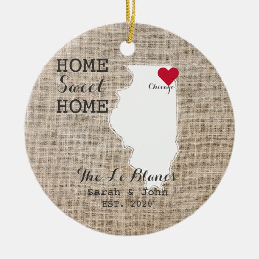 Home Sweet Home | Chicago Illinois Rustic Keramisch Ornament (Voorkant)