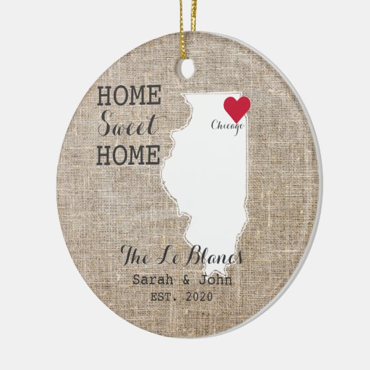 Home Sweet Home | Chicago Illinois Rustic Keramisch Ornament (Links)