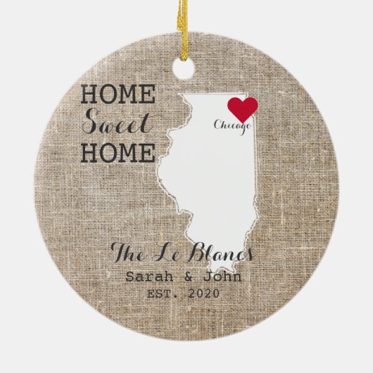 Home Sweet Home | Chicago Illinois Rustic Keramisch Ornament (Achterkant)