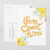 Home Sweet Home Chique Gele Bloemen Gefeliciteerd Briefkaart (Voorkant / Achterkant)